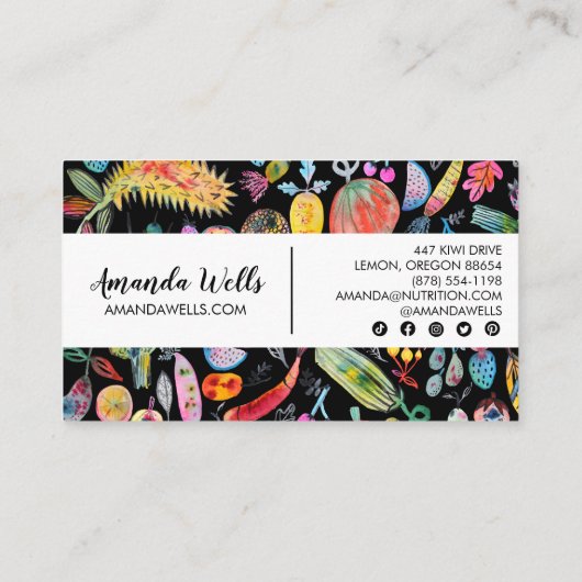 栄養士シェフディティユニークティアンベギスフルーツ 名刺 (裏面)