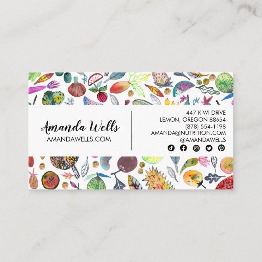 栄養士シェフディティユニークティアンベギスフルーツ 名刺 (裏面)