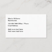 栄養士ディティシャン新しい名刺 名刺 (裏面)