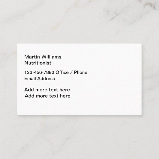 栄養士ディティシャン新しい名刺 名刺 (裏面)