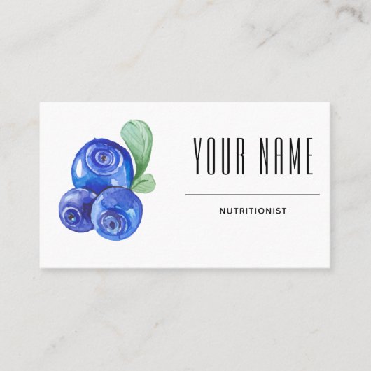 栄養士ディティシンプルティアンウォーターカラーブルーベリー 名刺 (正面)