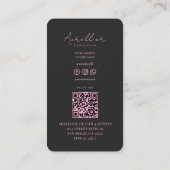 栄養士フィットネスウェルネスエステティックブラックピンク 名刺 (裏面)