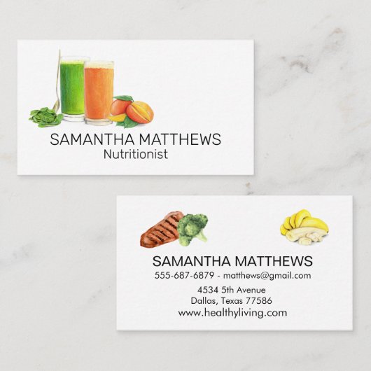 栄養士ヘルシーフィットネスヘルスコーチ 名刺 (正面/裏面)