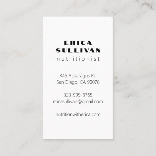 栄養士ヘルスコーチシェフダイエット野菜の写真 名刺 (裏面)