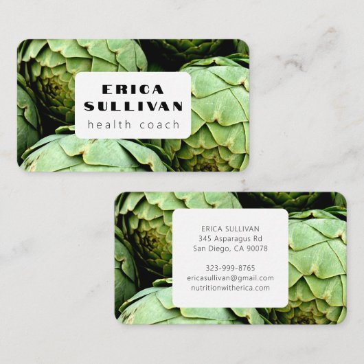 栄養士ヘルスコーチシェフビーガンアーティチョーク 名刺 (正面/裏面)