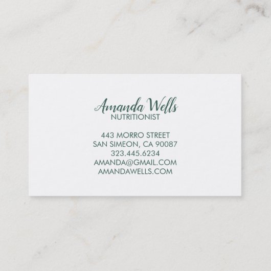 栄養士ヘルスコーチCHEF モダン VEGGIES 名刺 (裏面)