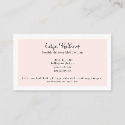 栄養士モダン栄養士写真グリッドコラージュ 名刺 (裏面)