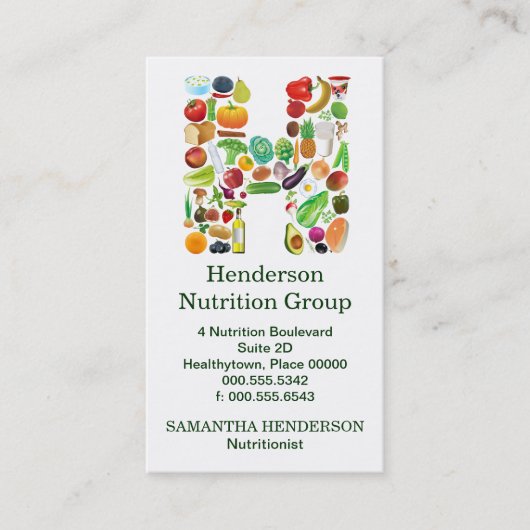 栄養士モノグラムHアポイントメント 予約カード (正面)