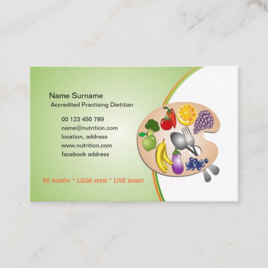 栄養士及び栄養士のための名刺 予約カード (正面)