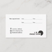 栄養士及び栄養士のための名刺 予約カード (裏面)