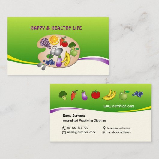 栄養士及び栄養士のための名刺 名刺 (正面/裏面)