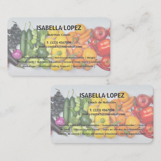 栄養士栄養コーチバイリンガル 名刺 (正面/裏面)