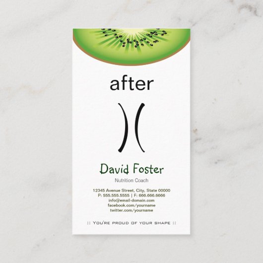 栄養士栄養士の栄養コーチ重量損失 名刺 (裏面)