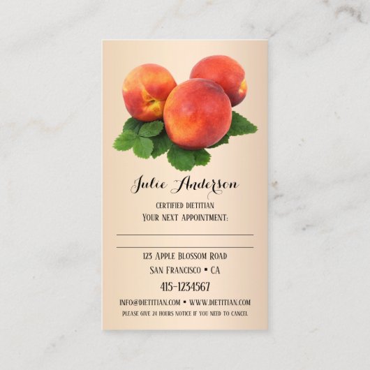 栄養士栄養士アポイントメント名刺 予約カード (裏面)