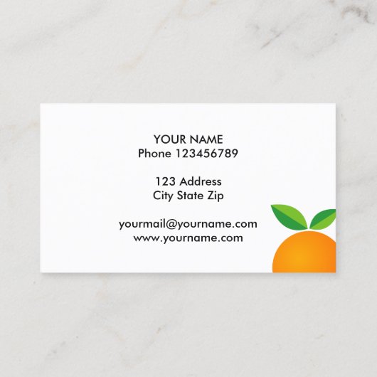 栄養士栄養士オレンジのフルーツ名刺 名刺 (裏面)