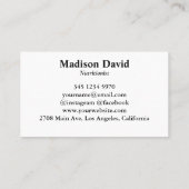 栄養士栄養士カスタムの健康ロゴ 名刺 (裏面)