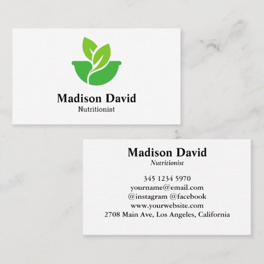 栄養士栄養士カスタムの健康ロゴ 名刺 (正面/裏面)