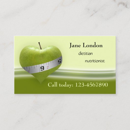 栄養士栄養士グリーンハート名刺 名刺 (正面)