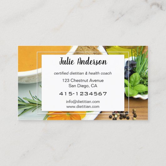 栄養士栄養士ヘルスコーチビジネスカード 名刺 (裏面)