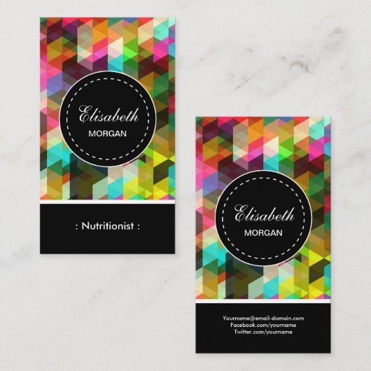 栄養士栄養士-カラフルモザイクパターン 名刺 (正面/裏面)