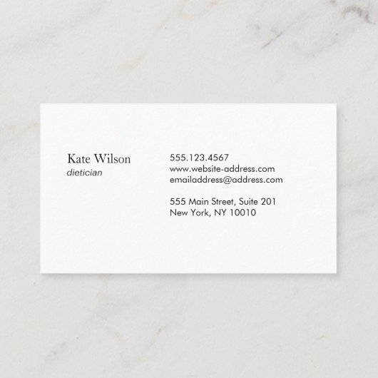 栄養士栄養士 名刺 (裏面)