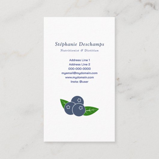 栄養士&ディティティアンブルーベリー名刺 名刺 (正面)