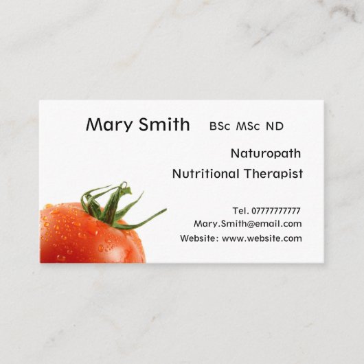 栄養士/栄養のセラピスト/Naturopath 名刺 (正面)