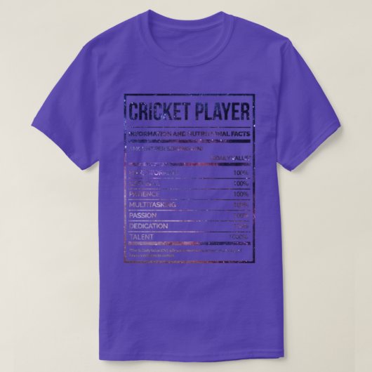 栄養素晴らしラベルおもしろいクリケットCrickete Tシャツ (デザイン正面)