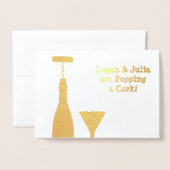 栓を抜く - あなたの写真と一緒に届くワクワクするニュース 箔カード (封筒付き正面)