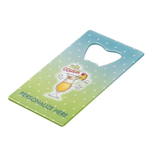 栓抜き- PINA COLADAのレシピのカクテルの芸術 クレジットカード栓抜き (正面アングル)