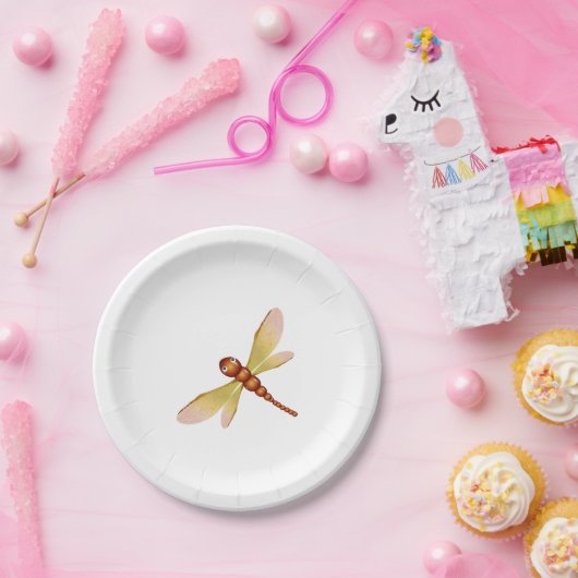 栗とカエデの実で作られた魔法のトンボ ペーパープレート (パーティー)