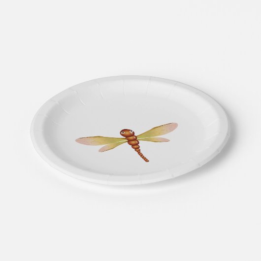 栗とカエデの実で作られた魔法のトンボ ペーパープレート (アングル)