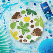 栗とハリネズミのシームレスなパターン ペーパープレート (パーティー)