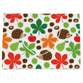 栗とハリネズミのシームレスなパターン ラージペーパーバッグ (正面)