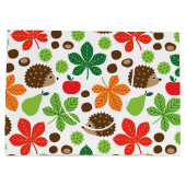 栗とハリネズミのシームレスなパターン ラージペーパーバッグ (裏面)