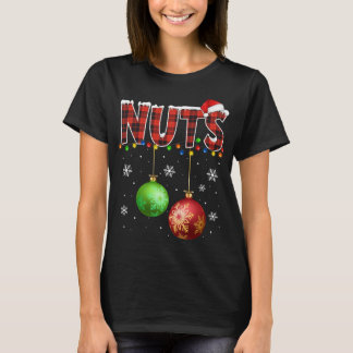 栗のマッチングおもしろいカップルのクリスマスライト Tシャツ