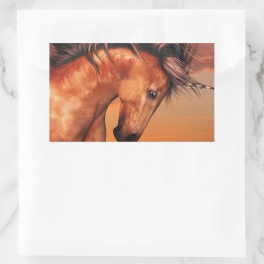 栗のユニコーンステッカー 長方形シール (バッグ)