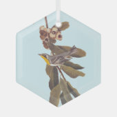 栗の上のオードボンの黄色い喉の切れ端 ガラスオーナメント (正面)