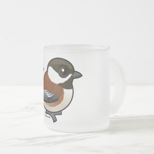 栗の実の付いた《鳥》アメリカゴガラ フロストグラスマグカップ (正面右)