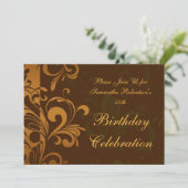 栗の茶色の渦バースデーパーティ招待状 招待状 (スタンド正面)