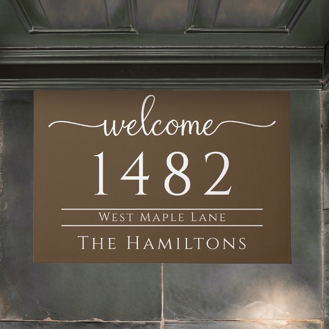 栗の茶色の苗字のアドパーソナライズされたレス ドアマット (クリエイターアップロード済み)