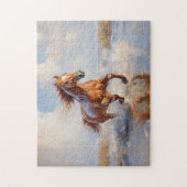 栗の茶色の走馬のビーチ ジグソーパズル (縦)