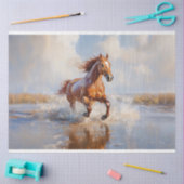 栗の茶色の馬のビーチデコページ 薄葉紙 (クラフト)