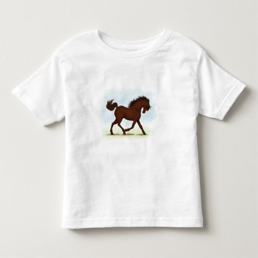 栗の茶色の馬の馬乗り トドラーTシャツ (正面)