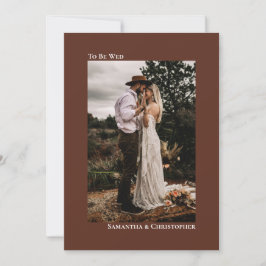 栗の茶色ミニマリスト垂直結婚写真 招待状