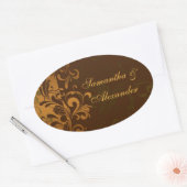 栗の茶色/金ゴールド/緑の渦巻き封筒用シールまたは 楕円形シール (封筒)