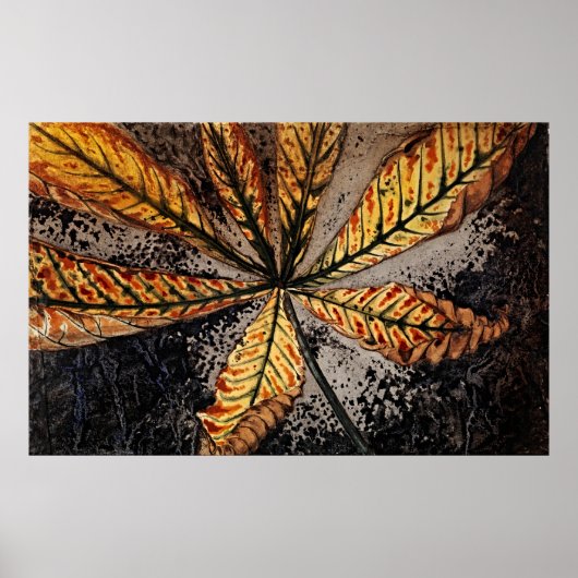 栗の葉バイジュリーデグラグ – レトロフローラ ポスター (正面)