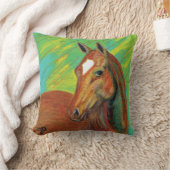栗の馬のヘッドアート クッション (ブランケット)