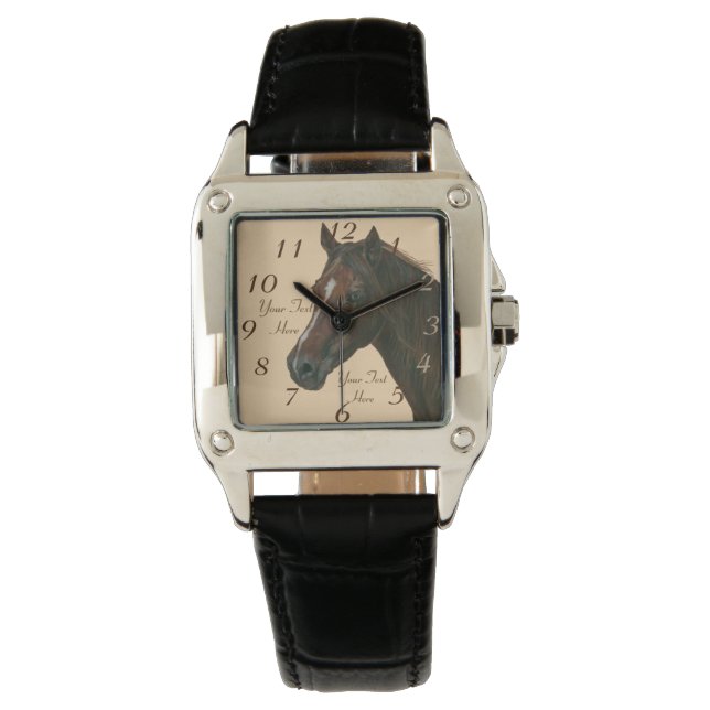 栗の馬のポートレート ウマ科の 腕時計 (正面)