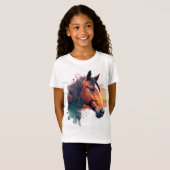 栗の馬の水色 Tシャツ (正面フル)